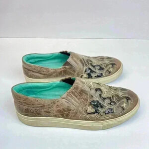 Corral E1560 Women’s Embroidery Brown & Black Inlay Sneaker E1560 Size 7.5